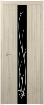 Дверь ST13 ДО черный с рисунком 800*2000 Капучино