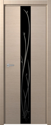 Дверь Н-4 черное с рис. 800*2000 Дуб французский капучино