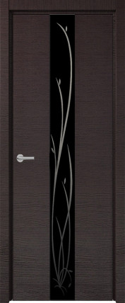 Дверь Н-4 черное с рис. 800*2000 Дуб французский темный